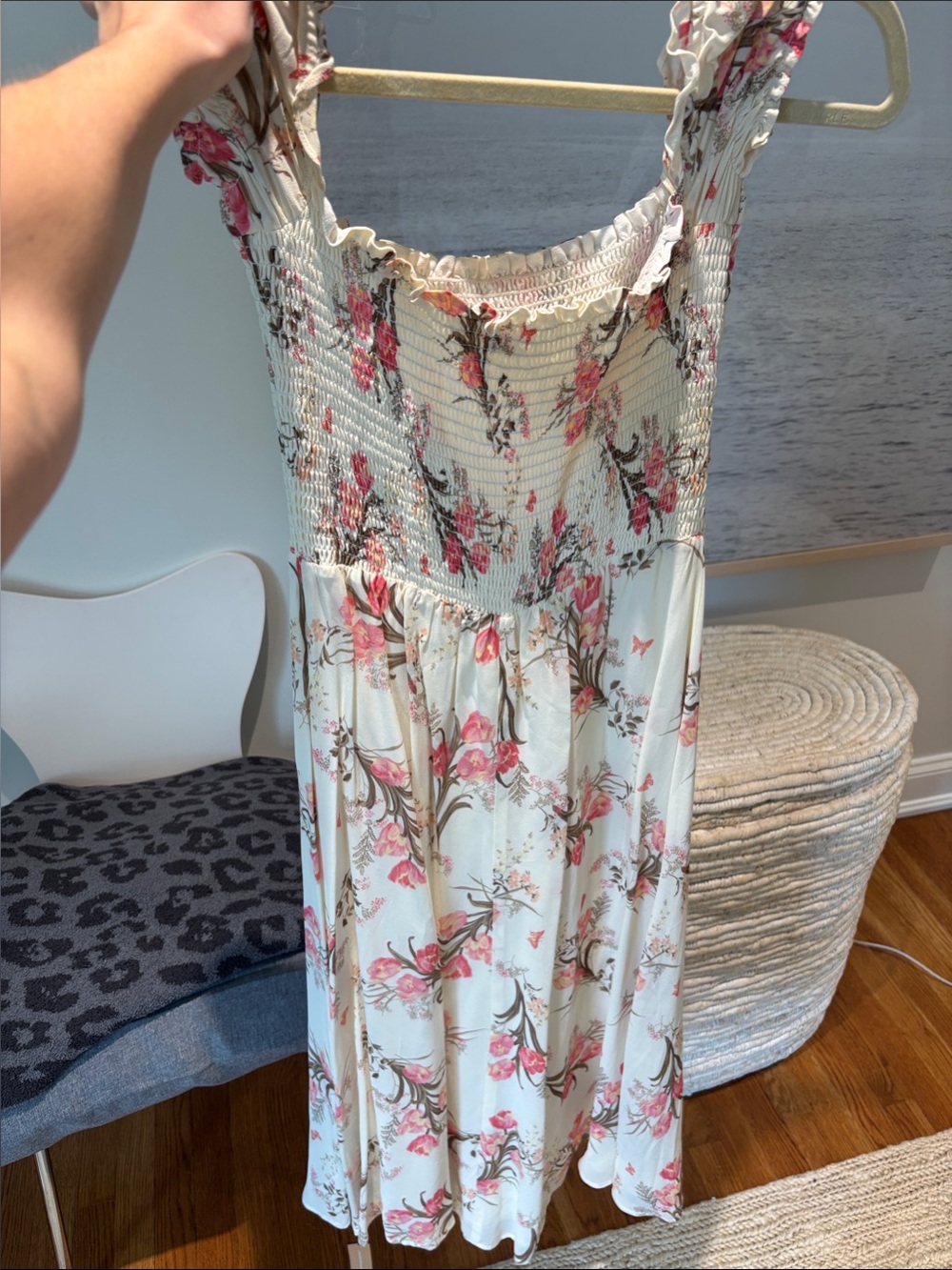 Reformation Floral Maxi Dress in Cream and Pink